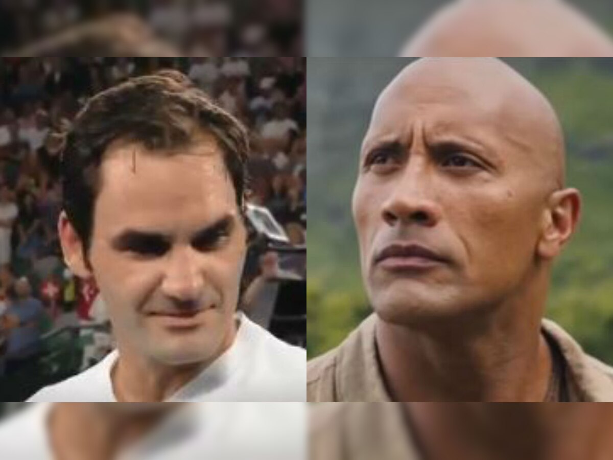 WATCH OUT ROCK! Roger Federer nails Dwayne Johnson's 'smouldering intensity' at Australian Open