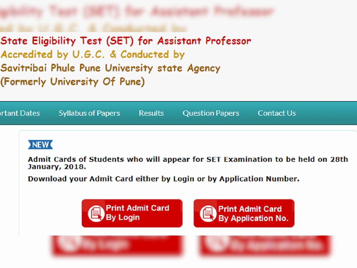 Maharashtra SET 2018: Exam on January 28, download your admit card at set1.unipune.ac.in