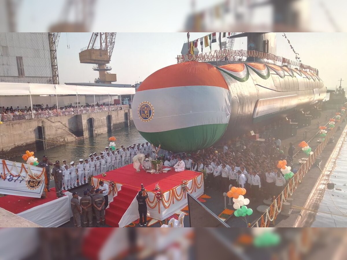 Check out pics and video of India's third state-of-the-art Scorpene class submarine Karanj