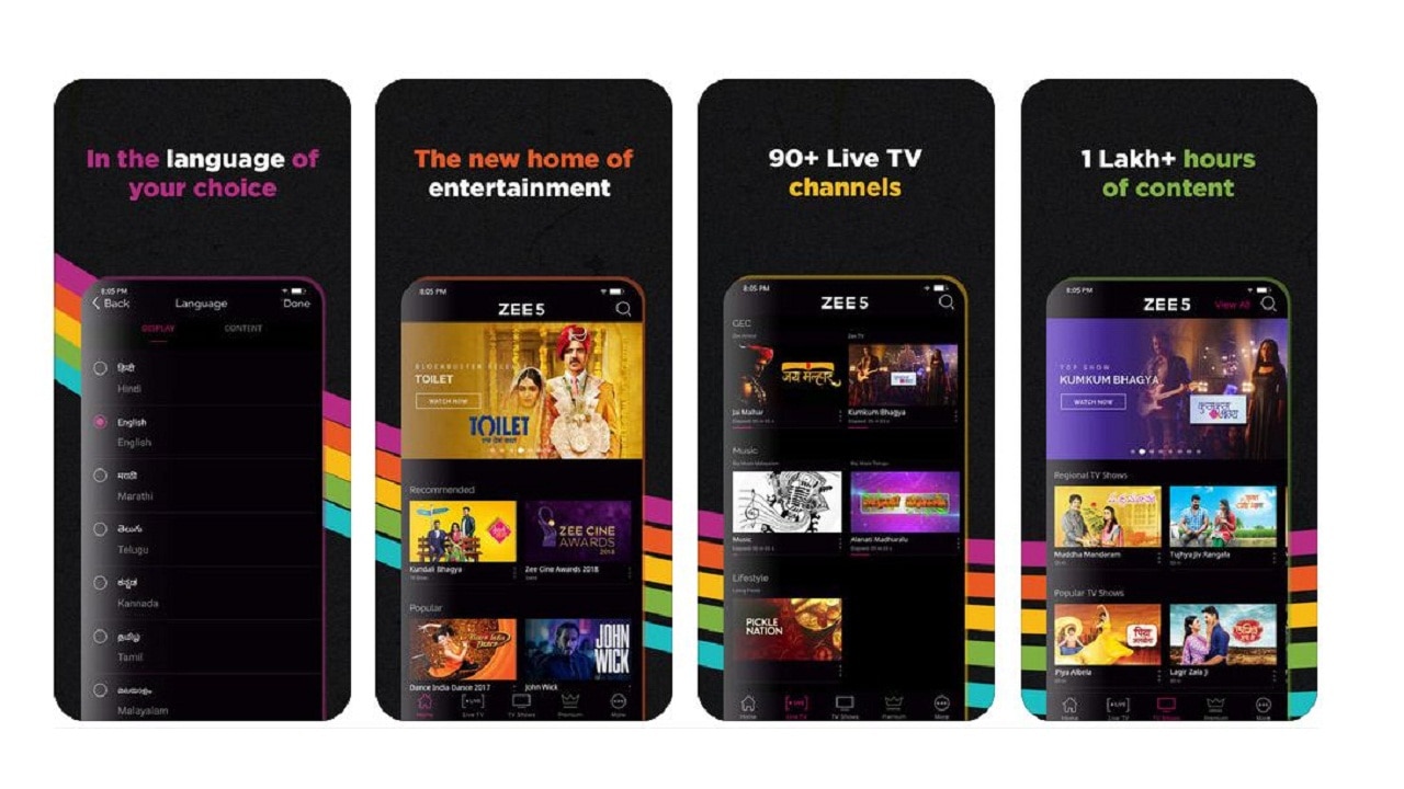 Zee5 live best sale tv app