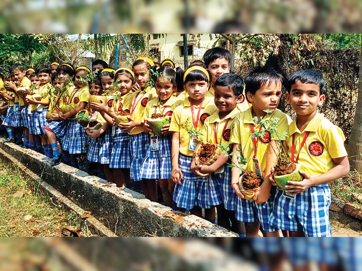 Planting seeds in coconut shells for a greener Thane 