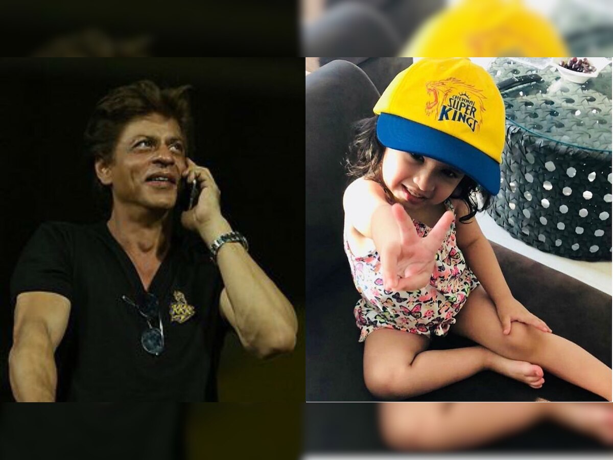 IPL 2018: Ziva Dhoni posing with Shah Rukh Khan steals the show in CSK v/s KKR match