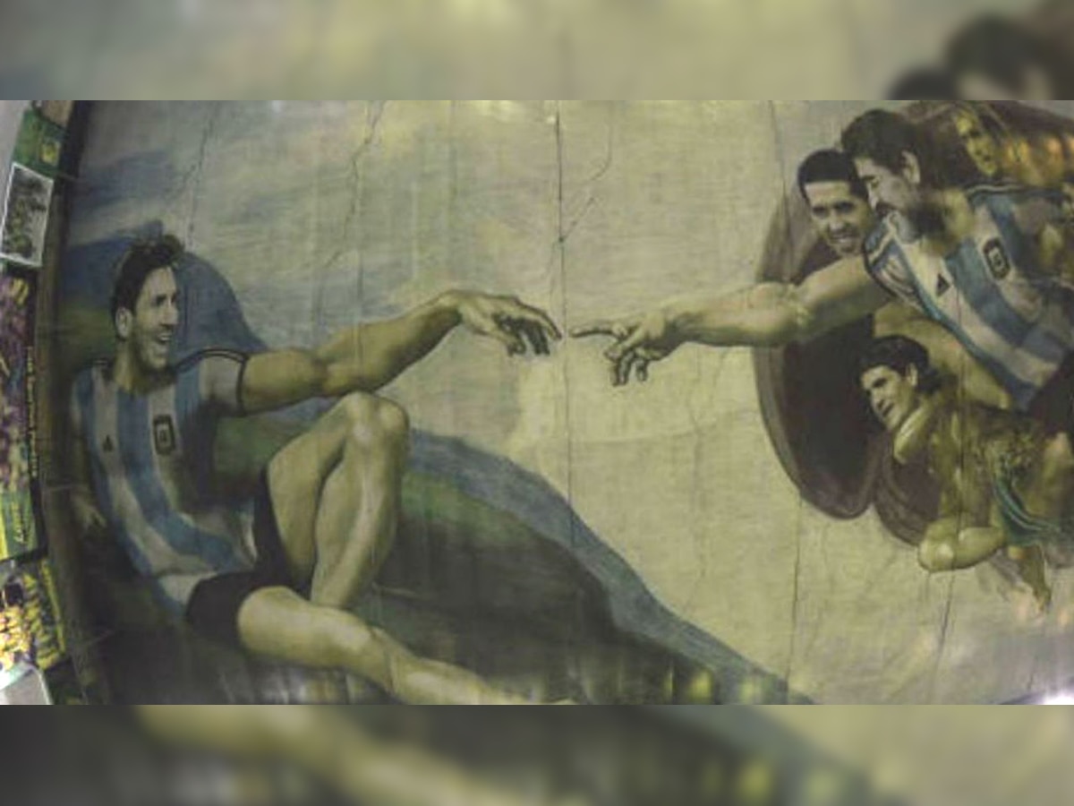 Watch: 'Adam' Lionel Messi reaches out to 'The Hand of God' Maradona in football's Sistine Chapel