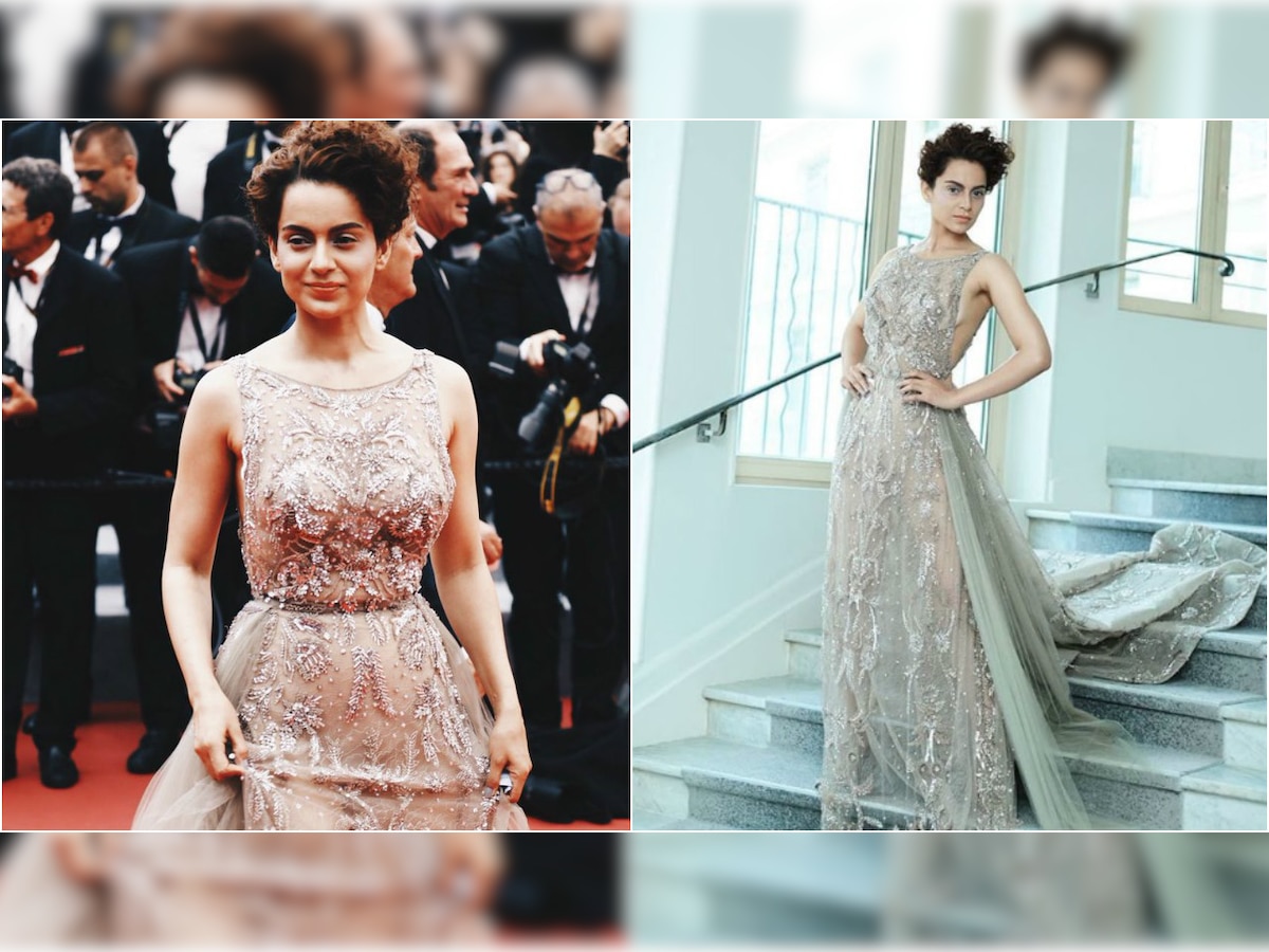 In Pics: Kangana Ranaut channels her inner badass in a blingy sheer Zuhair Murad number for her Cannes red carpet debut