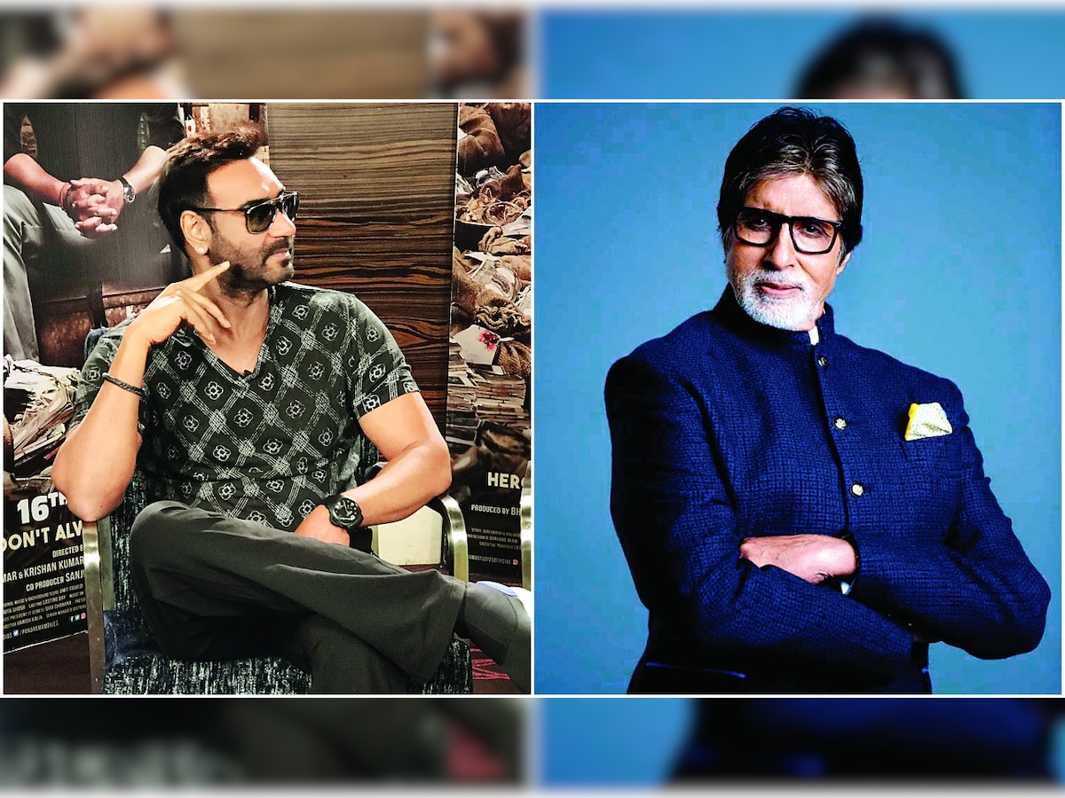 Neighbours Ajay Devgn and Amitabh Bachchan bond at YRF studios