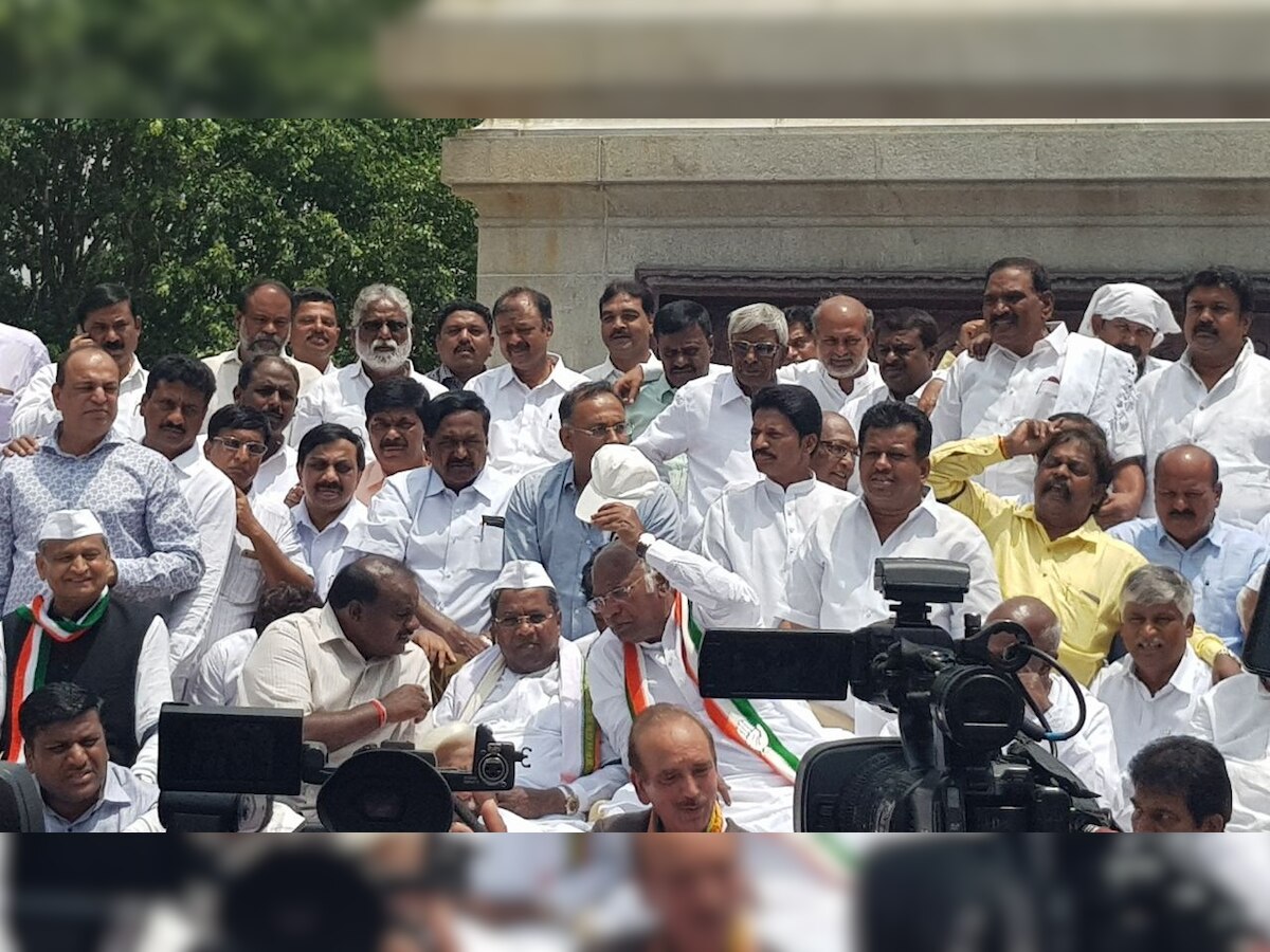 'Governor Vajubhai Vala misusing his powers': Congress, JD(S) protest Yeddyurappa's swearing-in as Karnataka CM