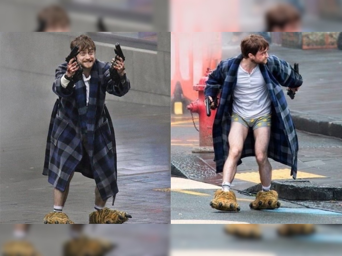 Daniel Radcliffe becomes a laughing stock on Twitter after he steps out in boxers and giant bear slippers