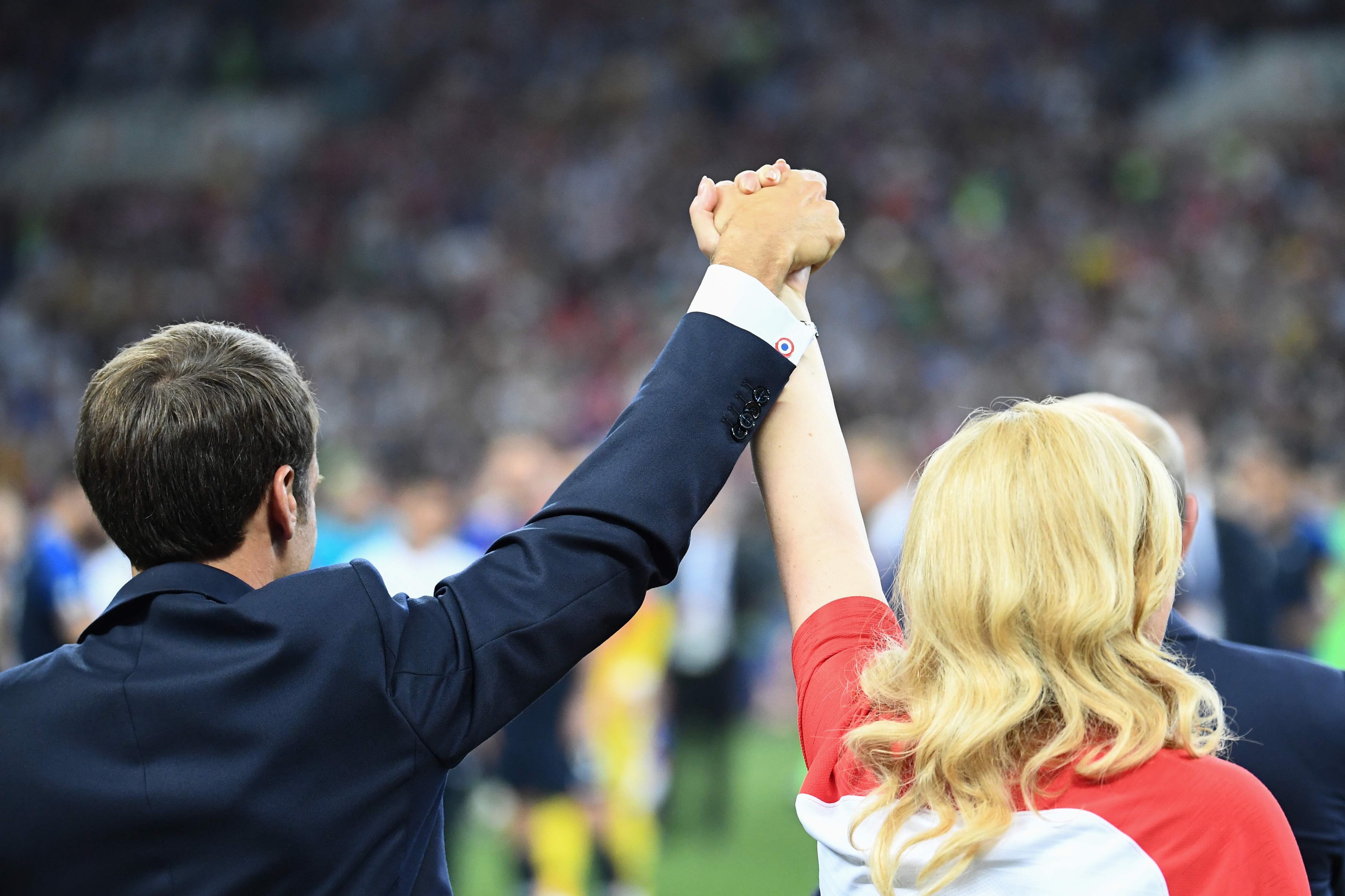 In Pics: Croatian President Kolinda Grabar-Kitarovic hugs Macron, players at World Cup ...