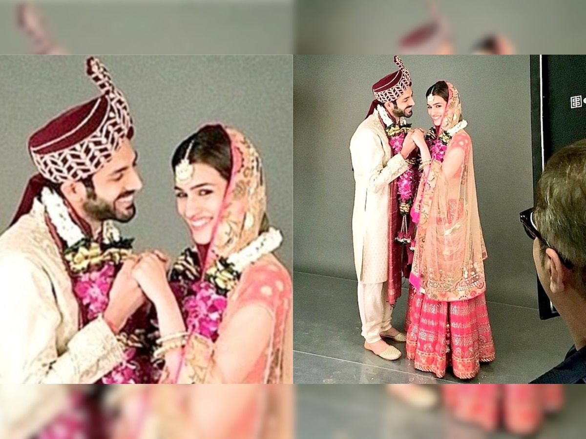 Kriti Sanon and Kartik Aryan look adorable as bride and groom in this viral picture from 'Luka Chuppi'