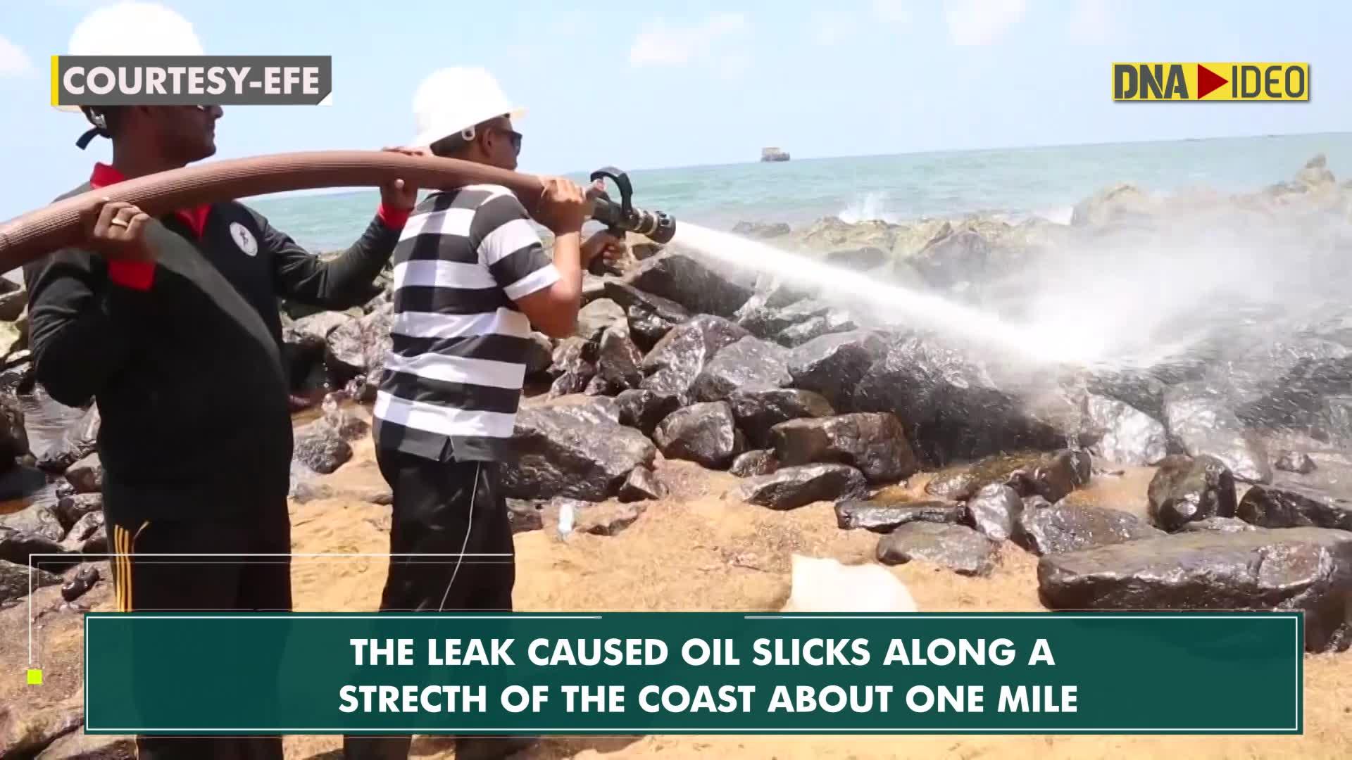 Coastal cleanup continues in Sri Lanka after pipeline oil spill