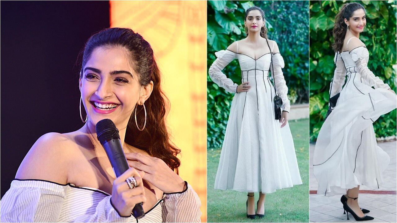 Sonam Kapoor Ahuja shines in a shimmering black gown. – Threads of love.