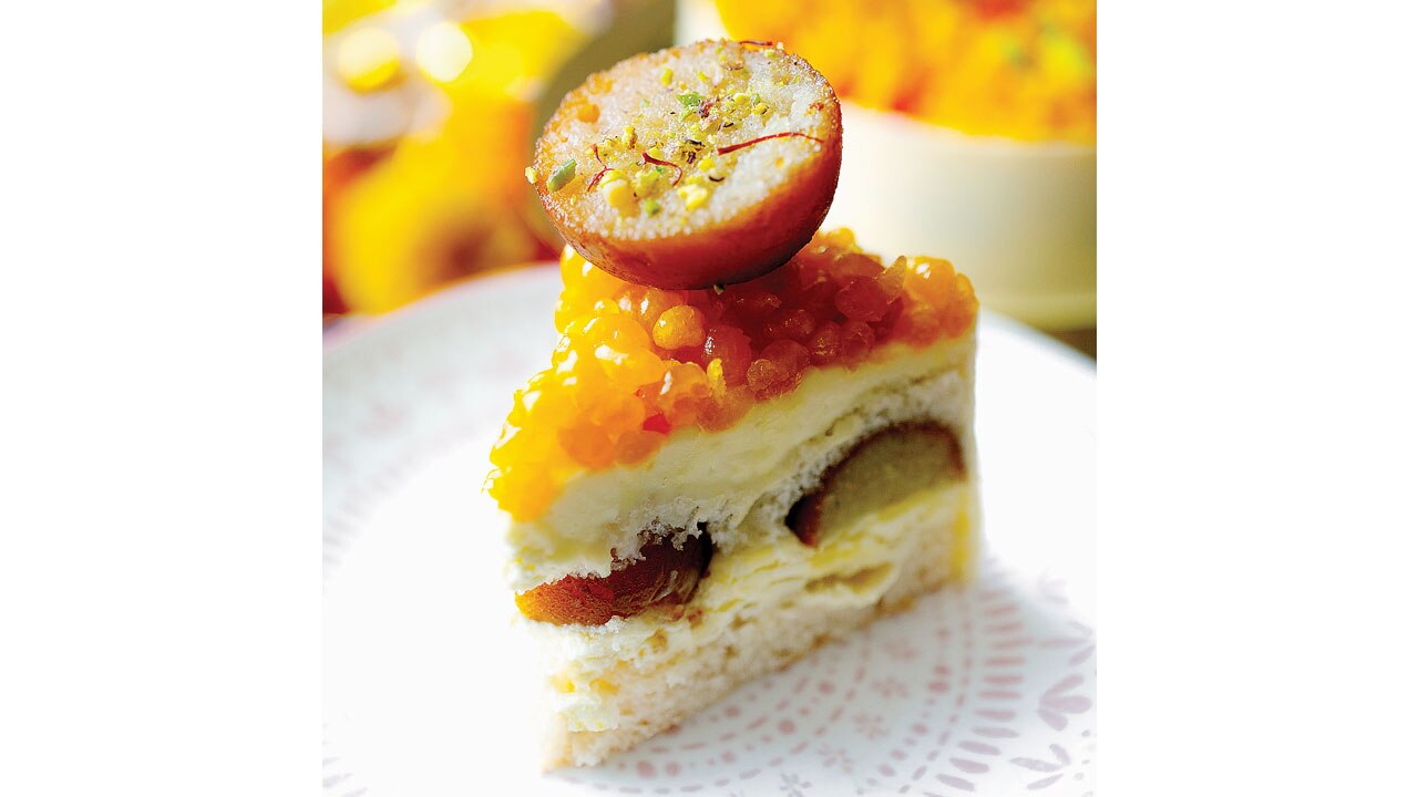 Gulab Jamun and Boondi baked cheesecake