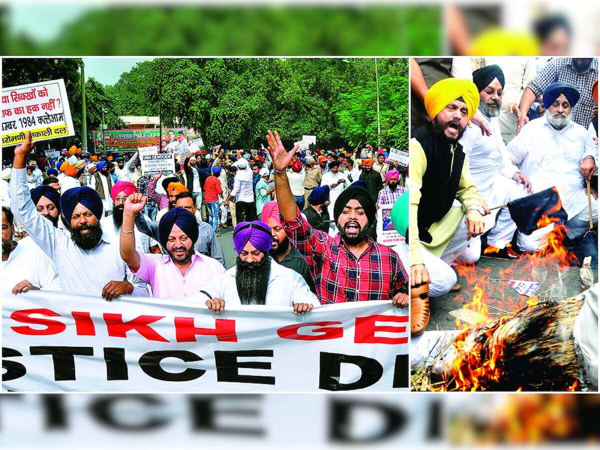 Akali Dal members detained by Delhi police during protest against 1984 anti-Sikh riots 