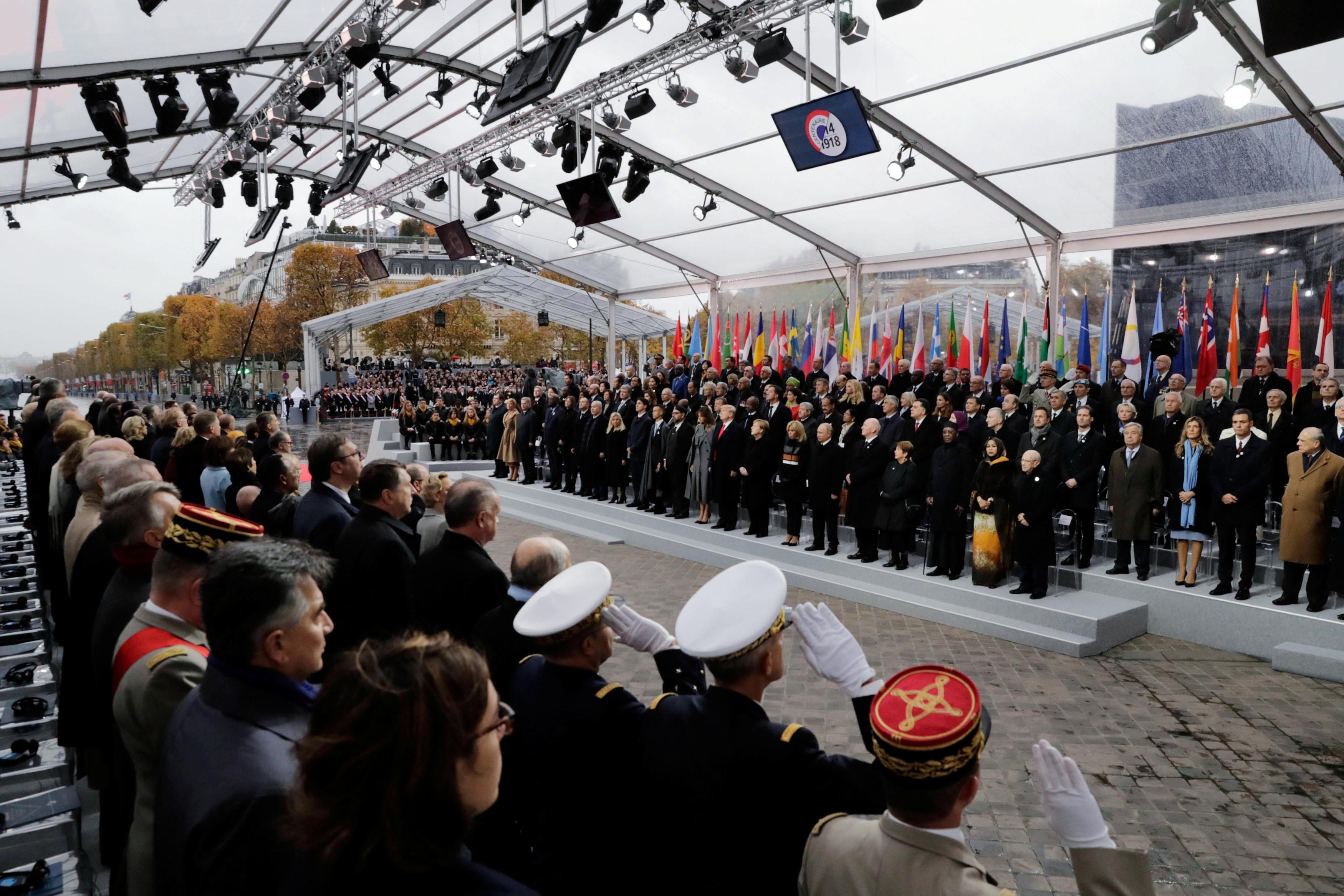 Heads of states and governments attend a commemoration ceremony for Armistice Day, 100 years after the end of the World War One