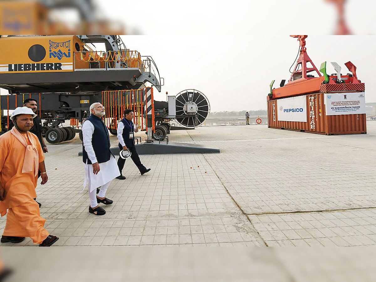 PM Narendra Modi unveils Varanasi Port, receives 1st inland cargo vessel