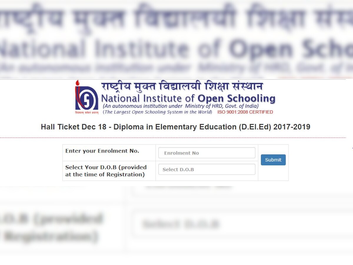 NIOS D.EI.Ed Admit Card 2018 for exam on 20, 21 Dec released: Check details to download admit card dled.nios.ac.in