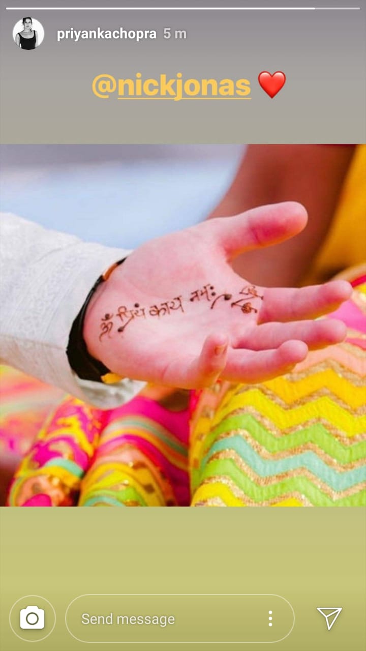 Priyanka Chopra shares photo of Nick Jonas' mehendi