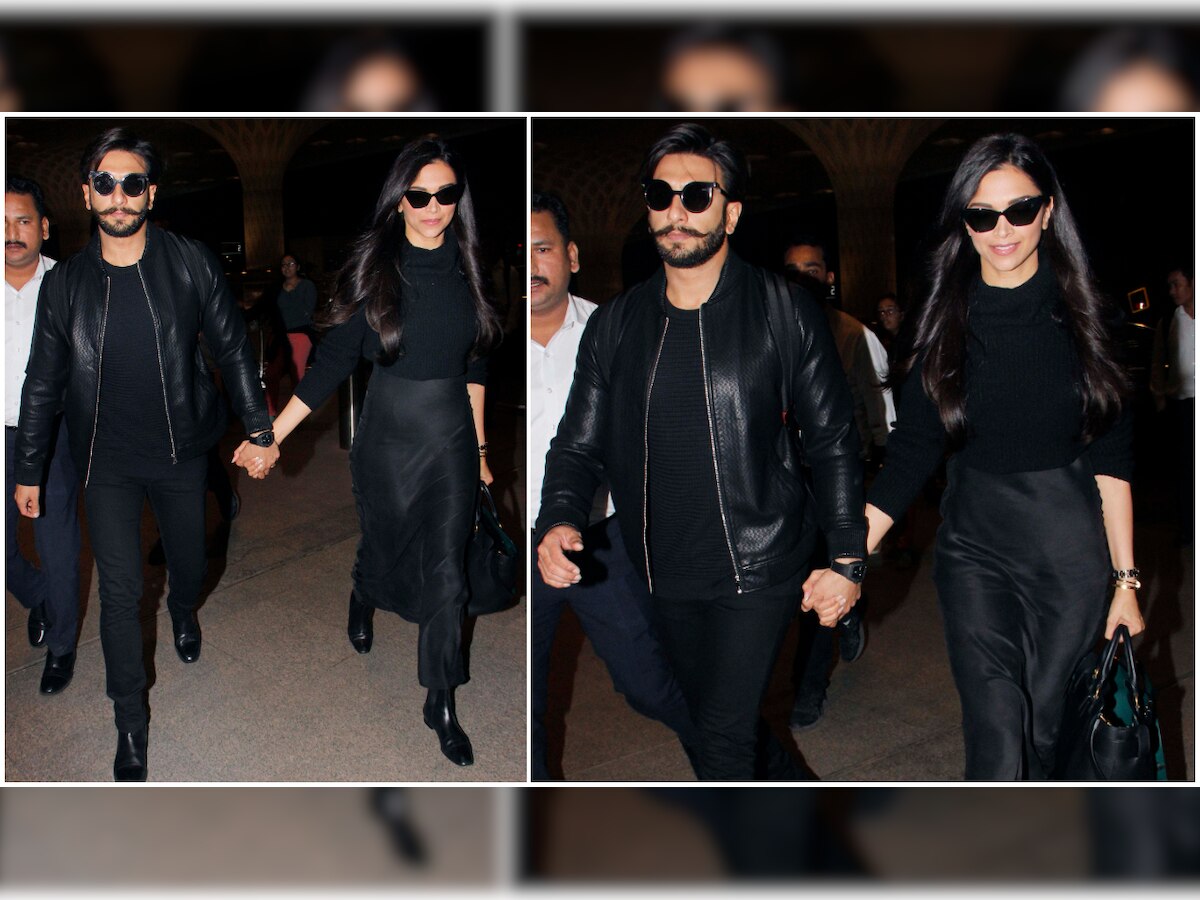 Deepika Padukone and Ranveer Singh leave for first vacation after marriage, look incredible as they twin in black 
