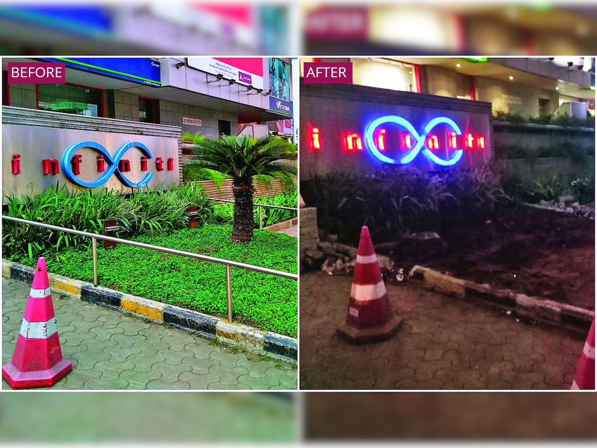 Mumbai: Infiniti Mall clears garden from pavement