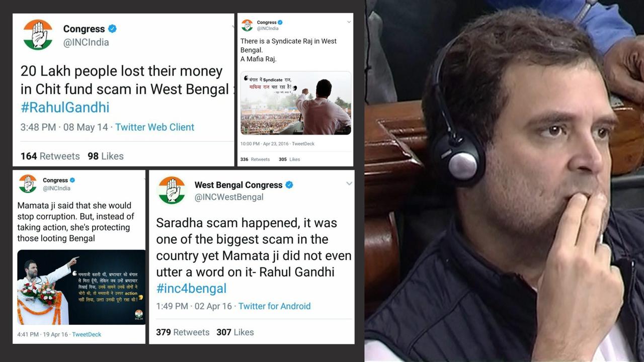 Image result for rahul earlier tweets to mamata on Sarada Scam