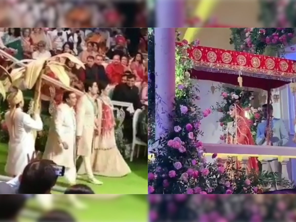 Inside Videos: Akash Ambani and Shloka Mehta make a royal entry for their jaimala ceremony!