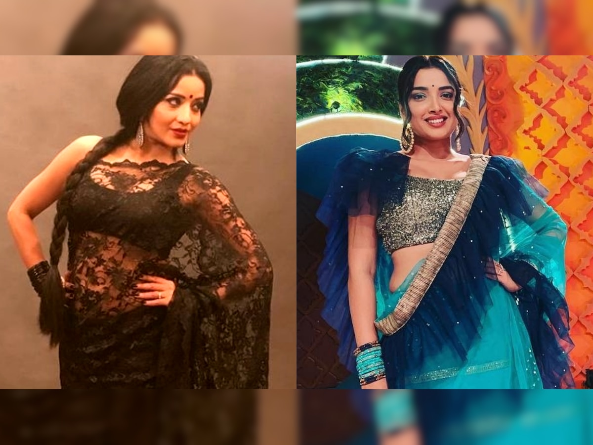 Deepika Padukon Sexy Video - Monalisa in a net saree or Aamrapali Dubey in ruffle saree: Which Bhojpuri  beauty wore the six yards better?