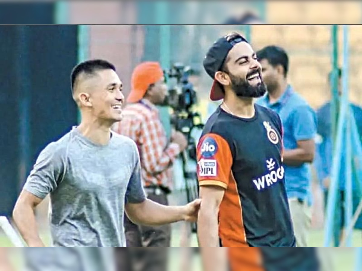 Cricket meets football: Watch Sunil Chhetri join Virat Kohli & Co. at RCB training camp ahead of IPL 2019