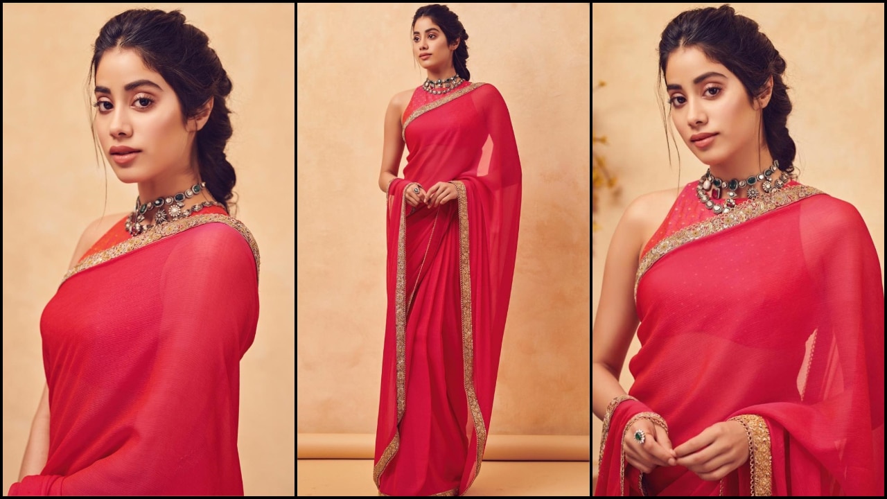 Photos: Janhvi Kapoor is an epitome of grace and beauty in pink saree ...