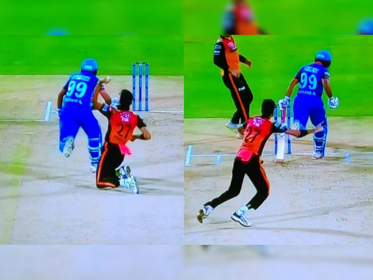 Watch: Amit Mishra out obstructing the field during DC vs SRH Eliminator, gets trolled on Twitter