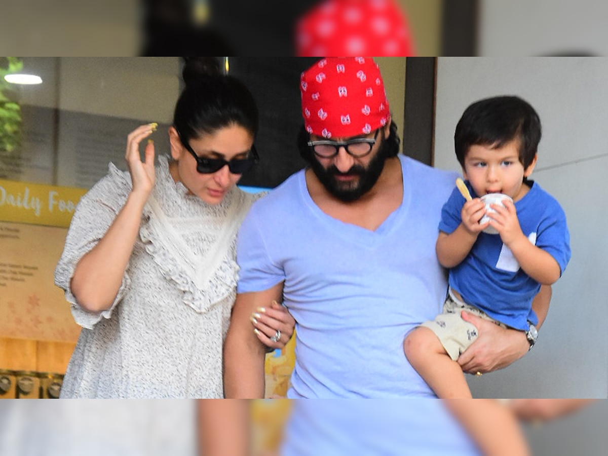 Taimur Ali Khan relishing ice-cream on a hot summer day with Kareena Kapoor Khan and Saif Ali Khan is too cute to miss