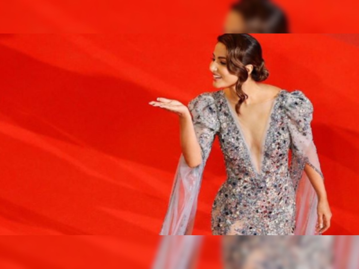 Hina Khan makes her first ever Cannes appearance, sparkles in silver on day 1 at red carpet