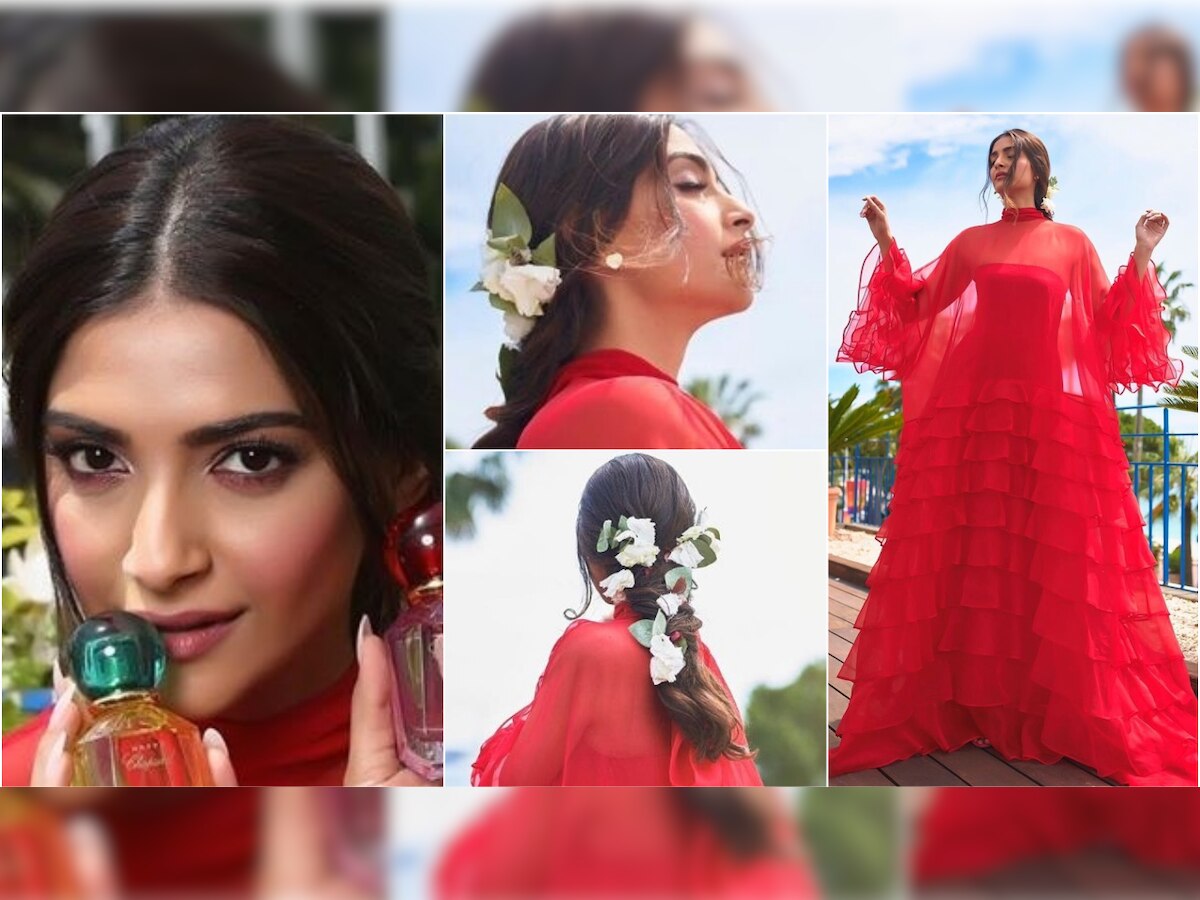 Cannes 2019: Sonam Kapoor blushes like a rose in ruffled red Valentino sheer ensemble on Day 2