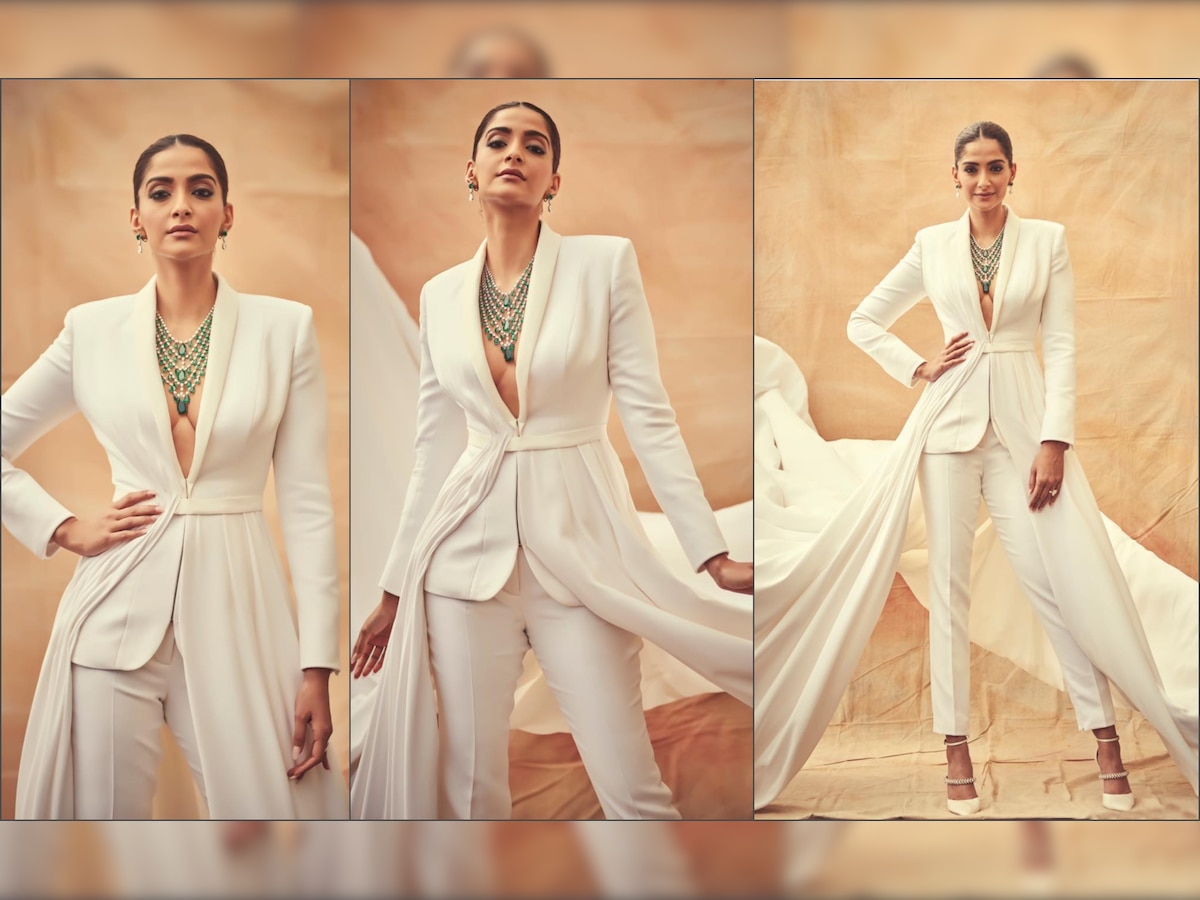 Sonam Kapoor ends Cannes 2019 with a bang! Rocks the red carpet in a custom white Ralph & Russo couture tuxedo, PICS