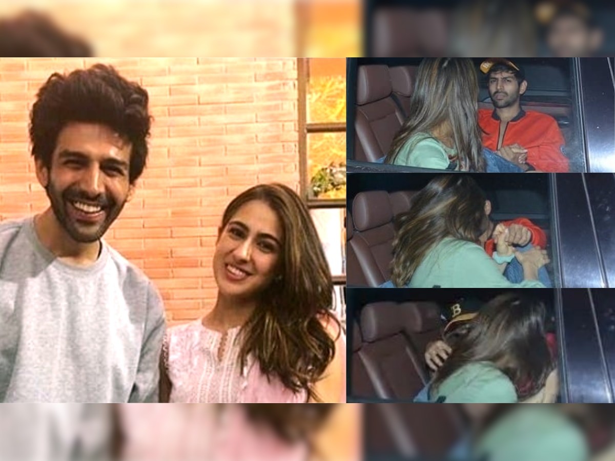 Sara Ali Khan hides her face as paps spot her holding Kartik Aaryan's hand in the back seat of her car 