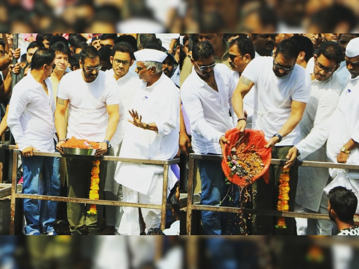 Ajay Devgn immerses father Veeru Devgan's ashes in Nashik