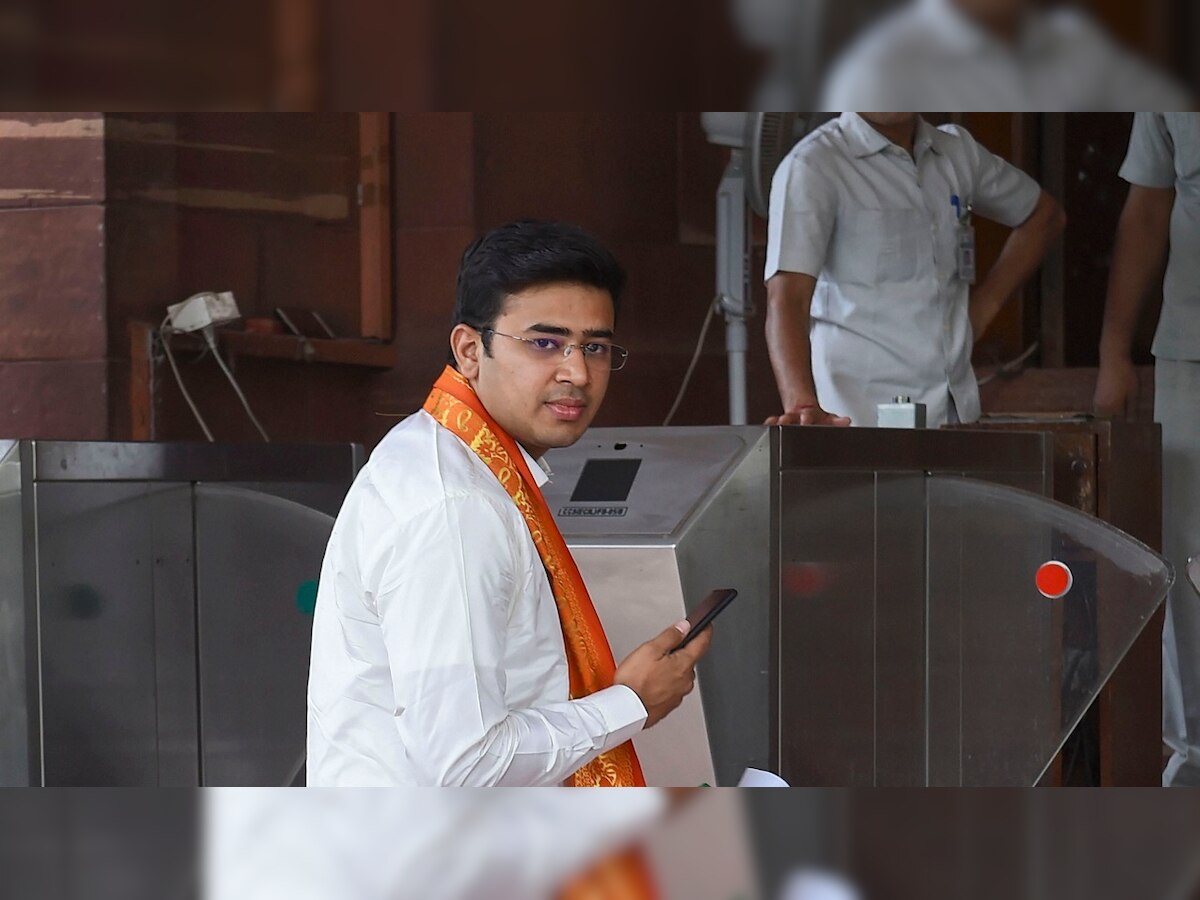 Entering Parliament to ensure 'Bharat Mata' reaches pinnacle of glory: BJP's Tejasvi Surya takes oath as 1st time MP