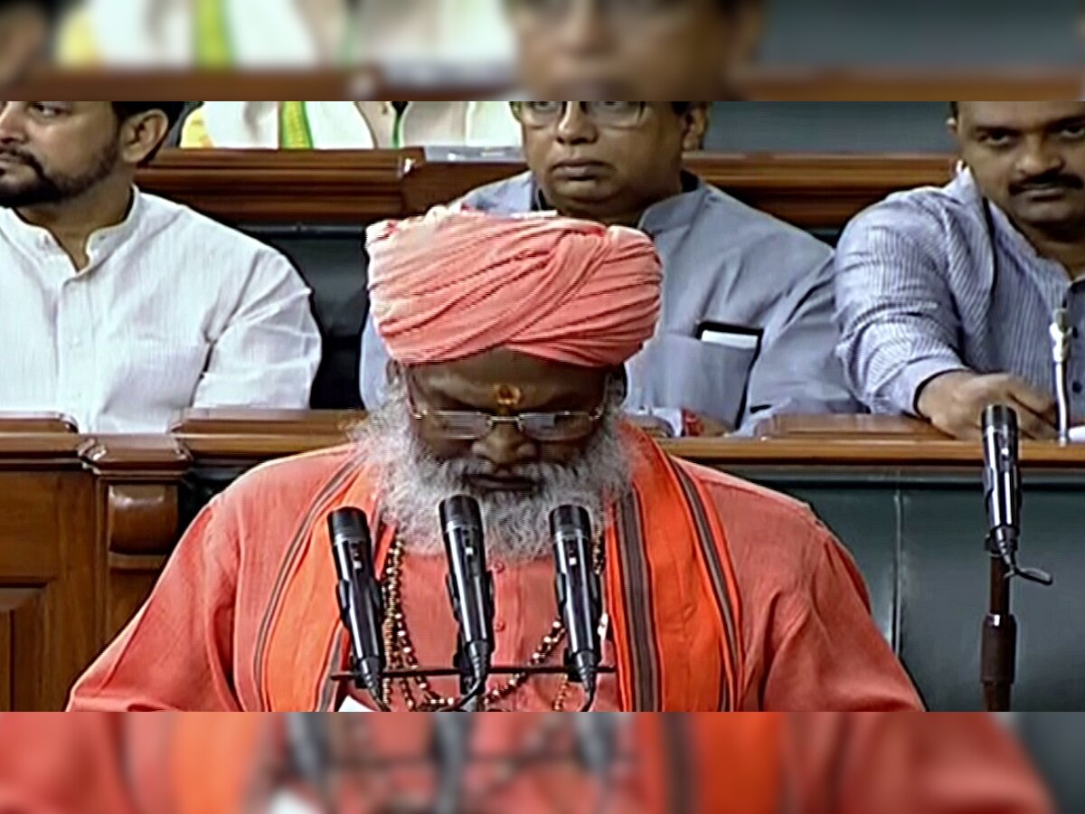 Watch: 'Mandir vahin banayenge' slogans raised as BJP MP Sakshi Maharaj takes oath in Lok Sabha