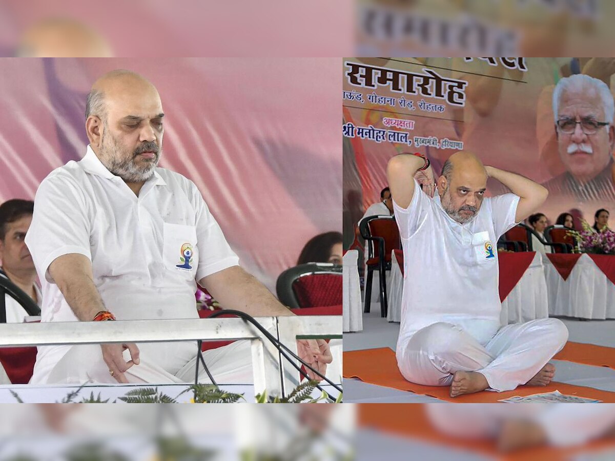 Watch: People loot yoga mats at Yoga event attended by Amit Shah, ML Khattar