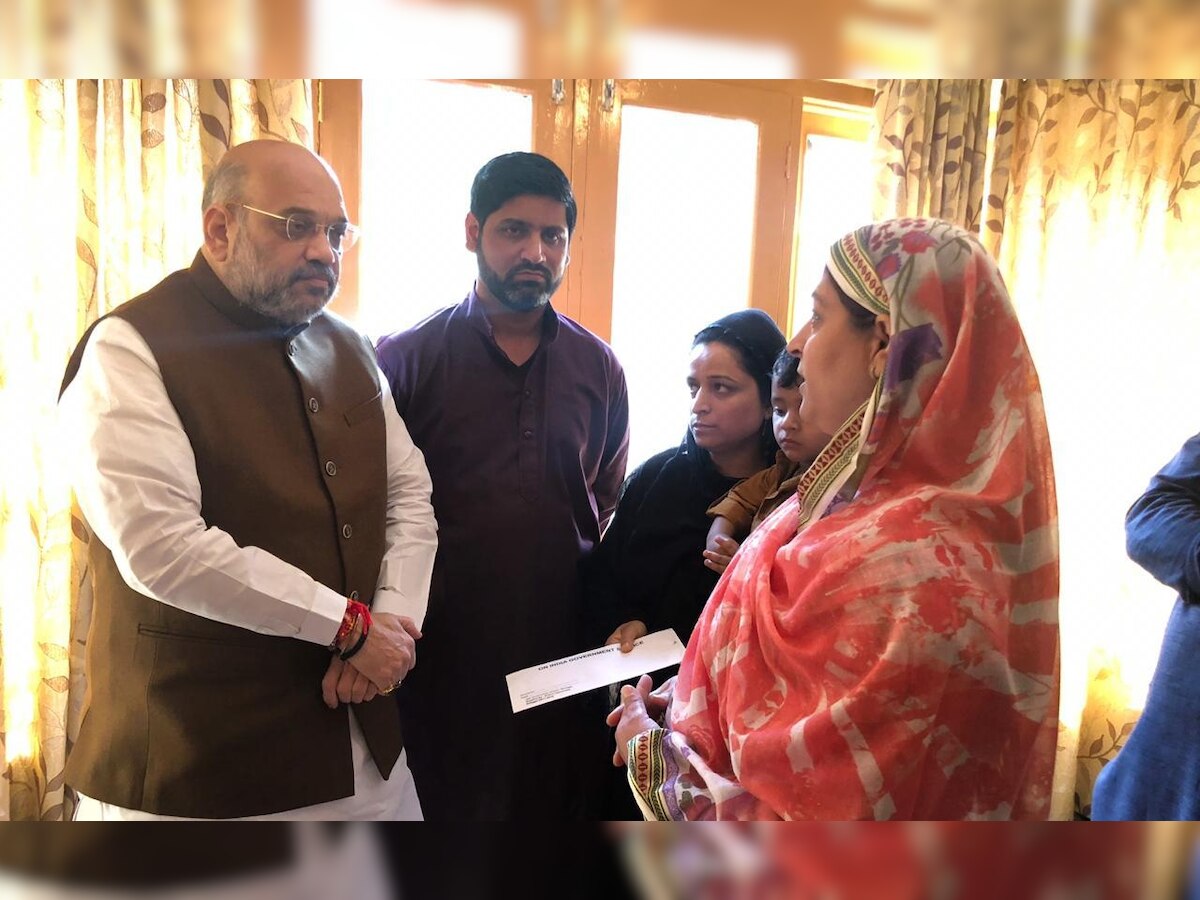 Union Home Minister Amit Shah visits family of slain Anantnag SHO Arshad Ahmed Khan