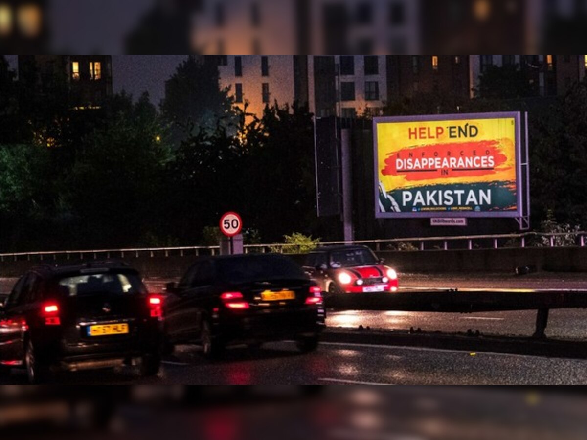 Activists put up billboards across Birmingham requesting help in ending enforced disappearences in Pakistan