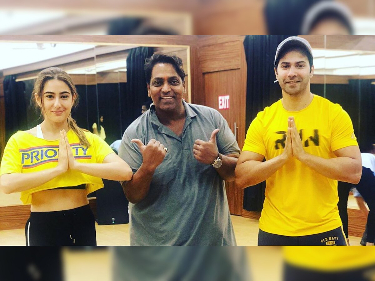 'Coolie No 1' stars Varun Dhawan and Sara Ali Khan twin in yellow during dance rehearsals with Ganesh Acharya