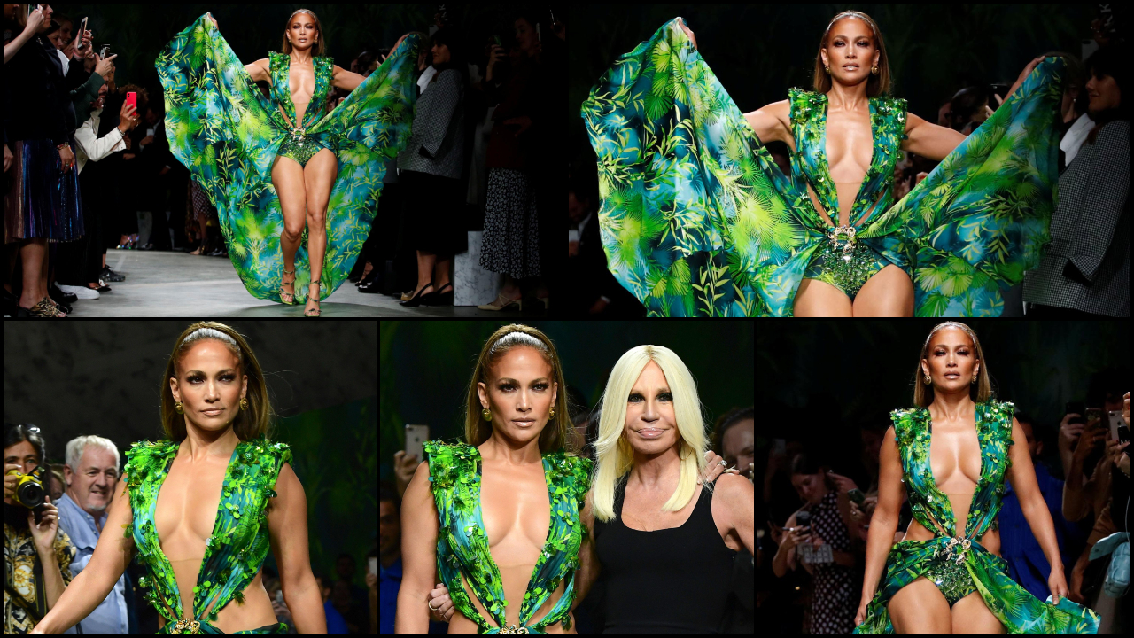 Versace Milan show: Jennifer Lopez wears her iconic plunging jungle-themed gown after 20 years, sets internet on fire Versace Milan show: Jennifer Lopez wears her iconic plunging jungle-themed gown after 20 years, sets internet on fire