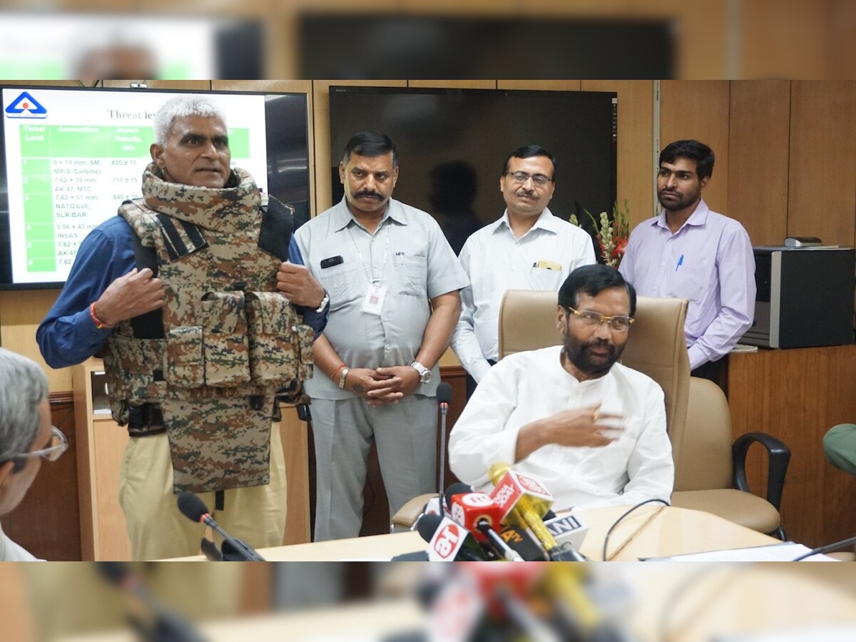 'Safer, lighter, cheaper': Union Minister Paswan showcases 'Made in India' bullet-resistant jackets