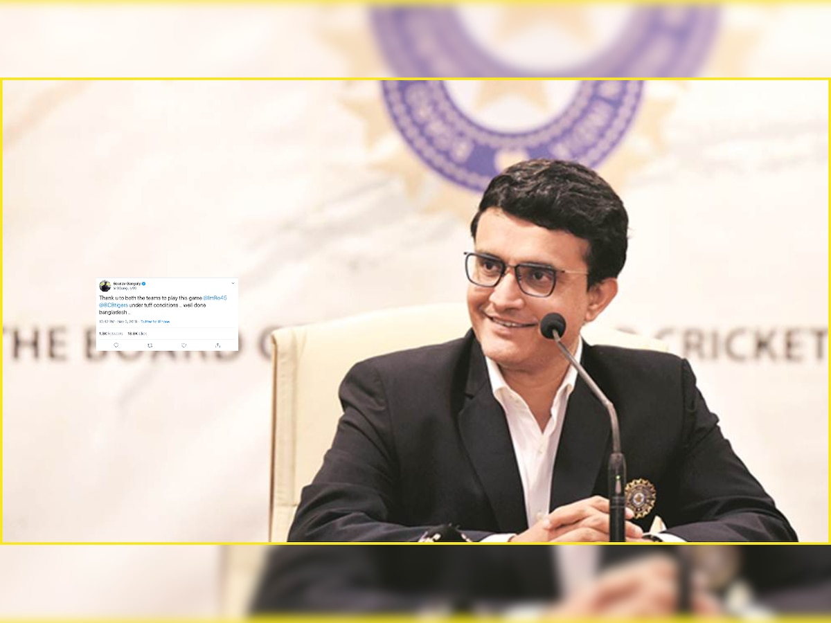 BCCI president Sourav Ganguly thanks India and Bangladesh cricketers for playing 'under tuff conditions' in Delhi