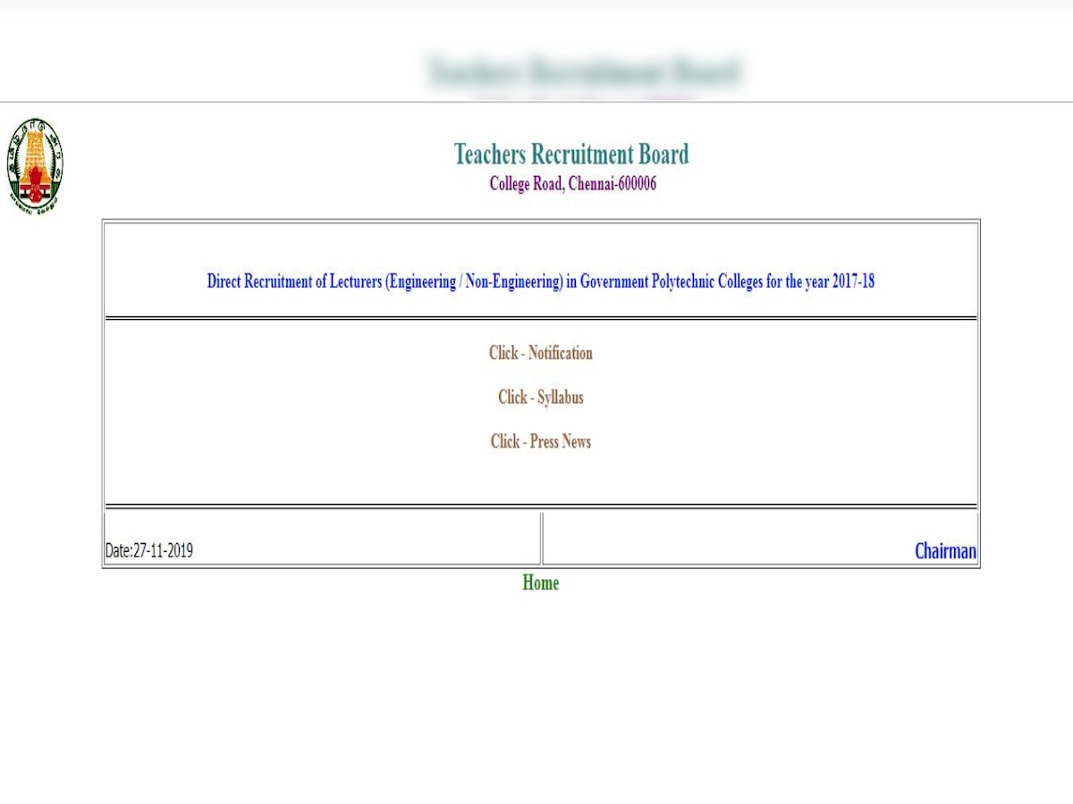 TN TRB Polytechnic Lecturer Recruitment 2019: Notification released for 1060 posts, check details here