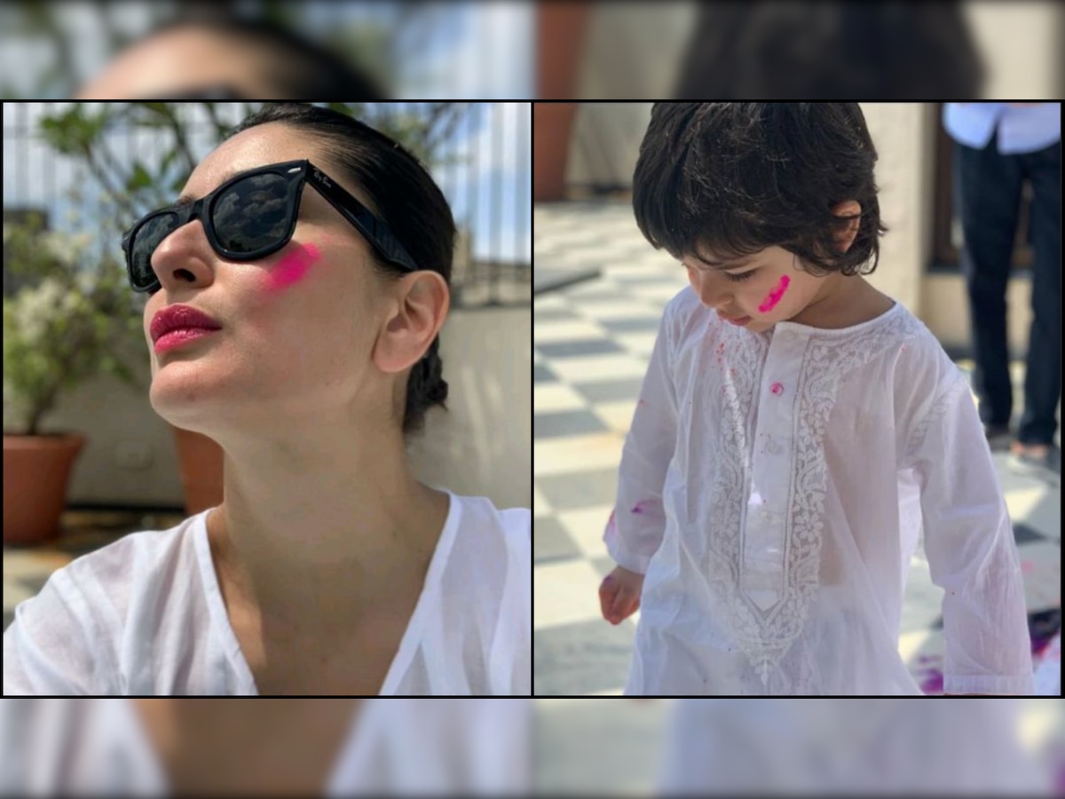 Holi 2020: Kareena Kapoor Khan-Taimur Ali Khan get smeared in pink; actor declares it has their colour!