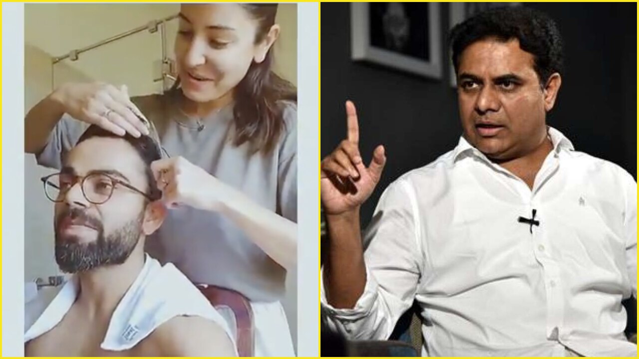 TRS leader KTR refers to Anushka Sharma cutting Virat Kohli's hair