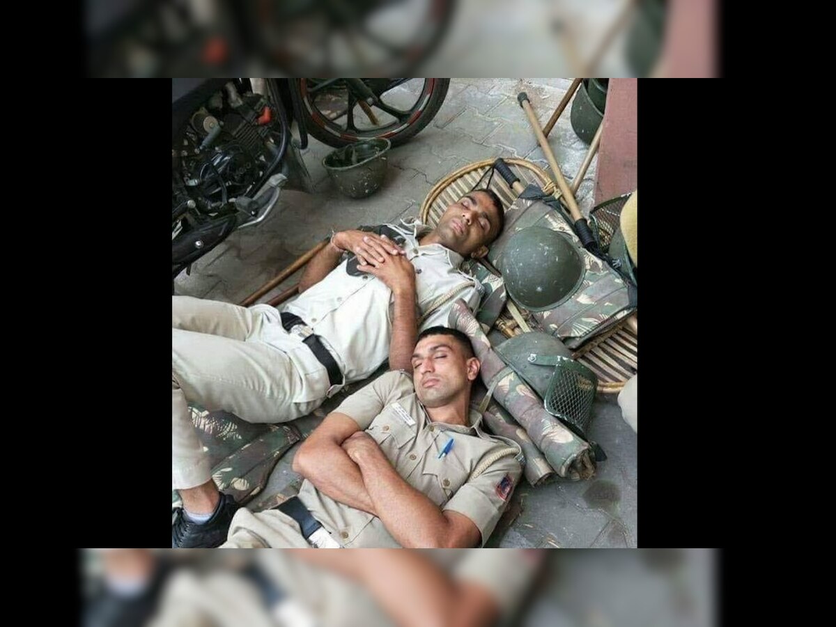 #CovidWarriors: Picture of cops sleeping on ground wins the internet