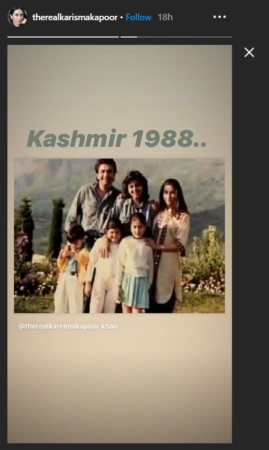 Karisma Kapoor has major throwback moment, shares family picture with Rishi  Kapoor in Kashmir during 1988