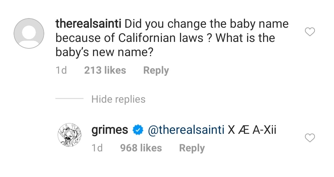 No Longer X Ae A 12 As Elon Musk Grimes Changes Their Baby S Name Due To Legal Issues